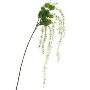 Ramură artificială verde cu flori albe curgătoare, 110 cm