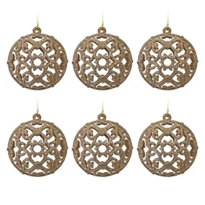 Set Globuri de Crăciun Bej Glitter Ø6cm - 6 bucăți