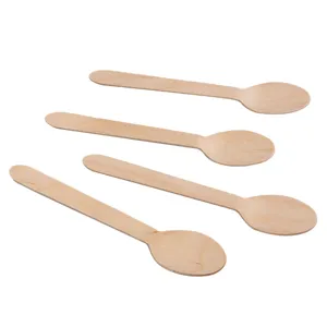 Set Linguri din Bambus 16cm - Culori Albe și Bej