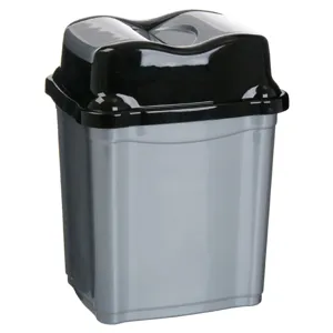 Coș de gunoi din plastic gri cu capac, 2L