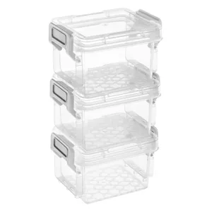 Cutie de depozitare transparentă cu capac, set 3 buc, 8.5x6.5x4.8 cm