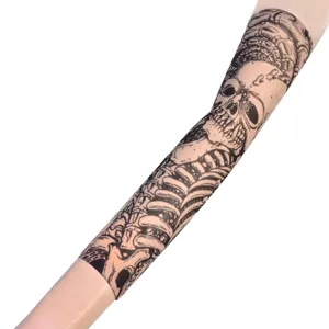 Manecă cu tatuaj craniu pentru deghizare Halloween, design bej