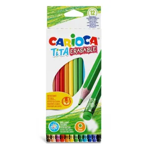 Set 12 Creioane Colorate Subtiri cu Radiera, 3mm, Culori Brillante