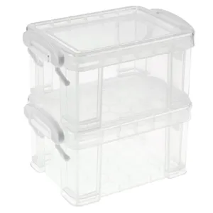 Cutii de depozitare cu capac, plastic transparent, 10,5x8x6,5 cm, set de 2 bucăți