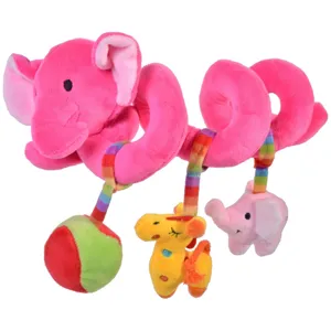 Spirala de jucării plush pentru patut: Elefant și Girafă