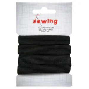 Elastic de croitorie negru pentru proiecte de cusut, 3m x 12mm