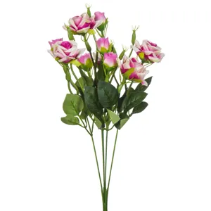 Buchet Flori Artificiale cu Trandafiri Mov Crem, 43cm