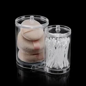 Set 2 Cutii de Depozitare Acrilice Transparente pentru Baie cu Capac