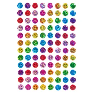Autocolante cu Emoji Colorate, Set 84 buc, Rotunde, Efect Glitter