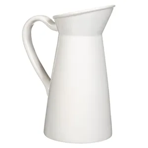 Vază decorativă ceramică, formă ulcior, 10x17cm, alb