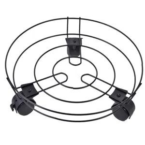 Suport pentru ghiveci, Metalic Negru, cu 3 Roti, Diametru 30 cm, Inaltime 4 cm