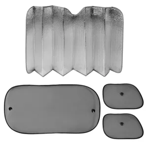 Set Parasolare Auto 4 bucati, Argintiu/Negru
