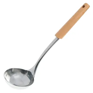 Polonic metalic cu mâner de lemn, 33 cm