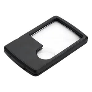 Lupă din plastic cu lumină, 2 lentile, 5.5x1x8.5cm, Negru