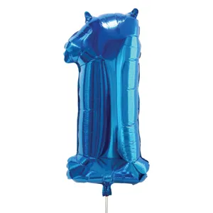 Balon petrecere folie număr 1 albastru metalizat 60cm