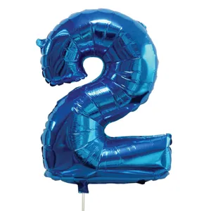 Balon petrecere metalizat albastru forma număr 2