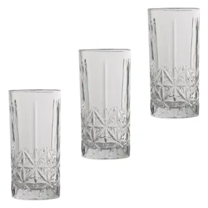 Set 3 Pahare din Sticlă cu Modele Reliefate, Transparent