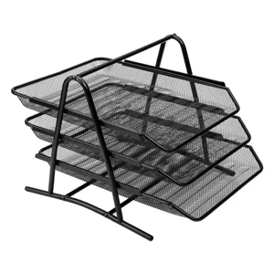 Suport documente din metal, Set 3 buc, Negru, 35x27x27 cm