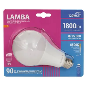 Bec LED E27 20W, A80, Alb Rece, 6500K, 1600 Lumeni