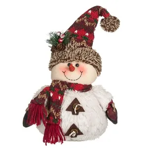 Figura Decorativă Om de Zapada Blană pentru Crăciun