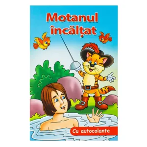 Carte ilustrata cu autocolante, Motanul Incaltat, Multicolor