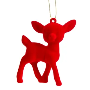 Ornament Brad Crăciun Cerb Roșu Mărime 8.5 cm Plastic