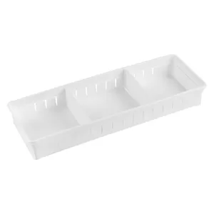Organizator de sertar cu 3 compartimente din plastic alb