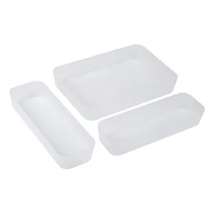 Organizator sertar din plastic frosted cu 3 compartimente