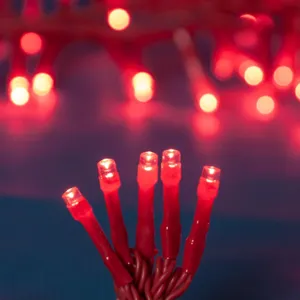 Instalație Lumini LED Roșu Extensibilă 100 Becuri 6.07m