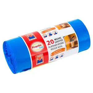 Saci pentru Gunoi cu Mânere, 30L, 20 Bucăți, Albastru