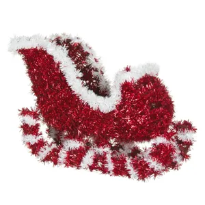 Sanie Decorativă de Crăciun Tinsel Roșu și Alb