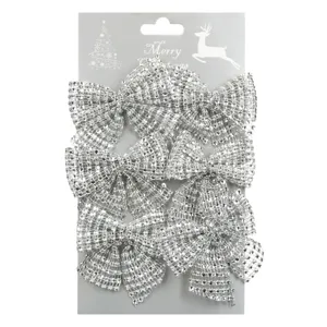 Fundite Decorative de Crăciun Strass Argintiu Set 6 Bucăți
