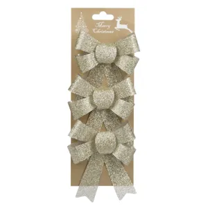 Set Fundite Decorative Crăciun Bej Glitter 13cm 3 Bucăți