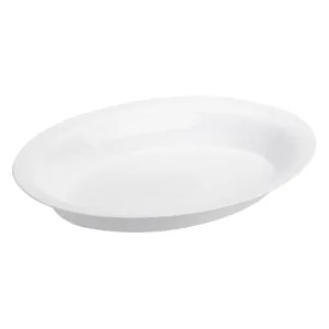 Platou de servire oval din plastic alb pentru aperitive și gustări