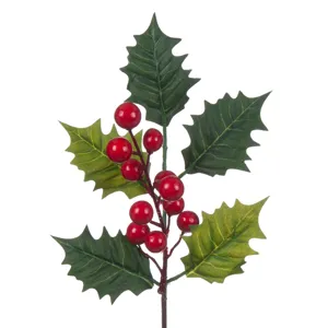 Ramură decorativă de vâsc cu fructe roșii, model realist