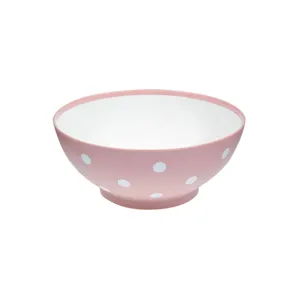 Bowl plastic roz mat cu buline polka dot 350ml