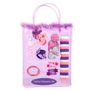 Set 36 Accesorii de Păr cu Clame și Elastice, Mov