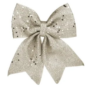 Funda Decorativă de Crăciun Argintie cu Glitter și Paiete Stele