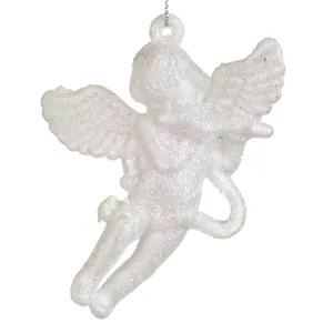 Ornament Brad Crăciun Inger Alb Glitter 9 cm