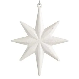 Ornament Stea Alba Irizata pentru brad cu glitter