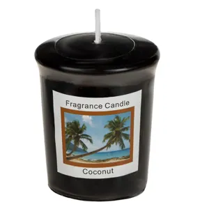 Lumanare parfumată votivă neagră cu aromă de nuca de cocos