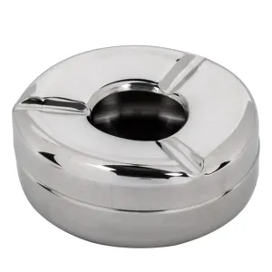 Scrumieră Rotundă din Inox Argintiu – Design Modern