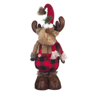 Figură Decorativă Crăciun Ren cu Pantaloni de Carouri 45cm