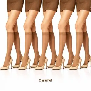 Sosete 3/4, 20 Den, Culoare Caramel, 5 Perechi, One Size