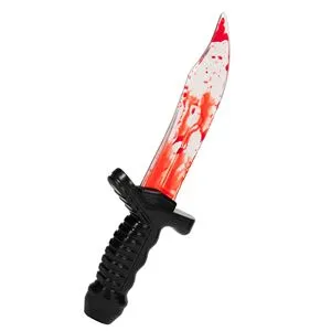 Cutit Decorativ cu Sange Fals, 26 cm, Negru si Rosu