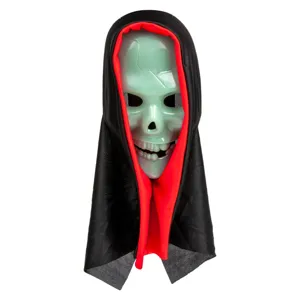 Mască de Halloween Craniu Full Face, Fluorescentă în Întuneric, Verde