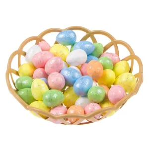 Oua decorative de Paste din spuma, 48 buc, 2 cm, multicolore, in cosulet