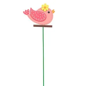 Stick Decorativ pentru Ghiveci, Pasăre din Lemn, 27 cm