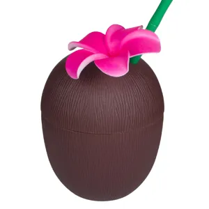Pahar 3D în Forma de Nucă de Cocos din Plastic, cu Decorațiuni