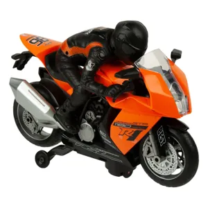 Motocicleta cu Șofer, Portocalie, cu Sunete și Lumini, Bump & Go